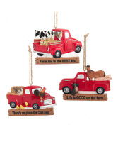 Farm Animals in Trucks Ornaments - Set of 3