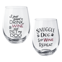 Stemless Dog Wine Glasses - Set of 2