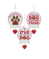 Rescue Dog Sign Ornaments - Set of 3