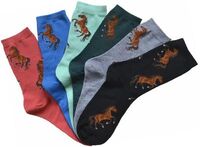 Ladies Crew Socks with Bay Horses - 6-pack