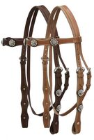 Double Stitched Headstall with Conchos