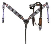 SM Beaded Floral Breast Collar/Headstall Set