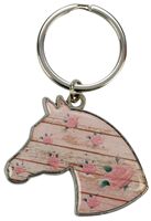 Horse Head with Roses Keychain