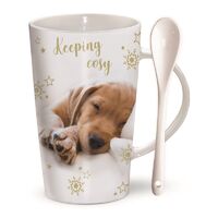 Hot Chocolatte Mug - Dog Keeping Cosy