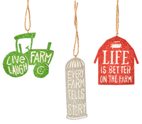 Farm Silhouette Ornaments - Set of 3