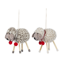 Christmas Sheep Ornaments - Set of 2
