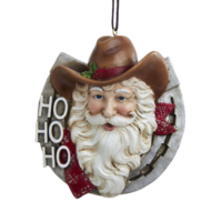 Western Santa with Horseshoe Ornament