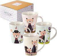 Spotted Dog Multi Colour Cat Mug - Set of 4 