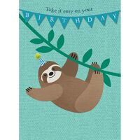 Pom Poms Birthday Card - Sloth