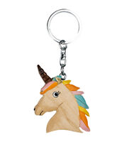 Wooden Unicorn Head Keychain