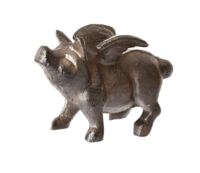 Cast Iron Pig with Wings Figurine