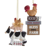 Farm Animal Ornaments - Set of 2