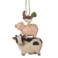 Rooster, Pig, and Cow Ornament