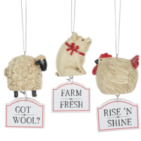 Farm Animal Ornaments - Set of 3 - Available August 2023