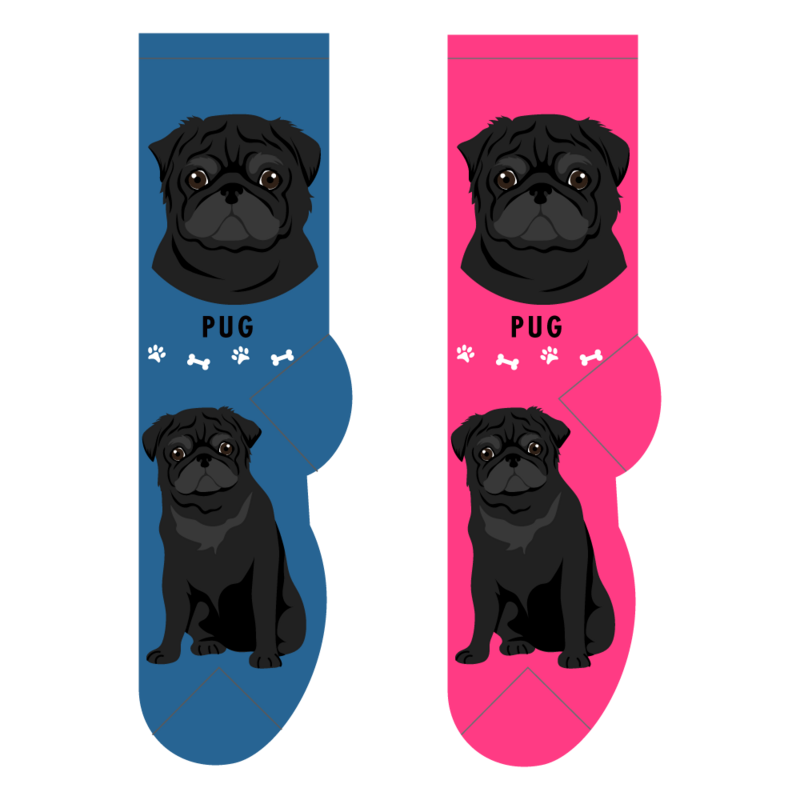 Foozys Ladies Socks - Black Pug