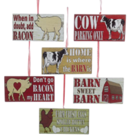 Wooden Signs with Farm Sayings - Set of 6