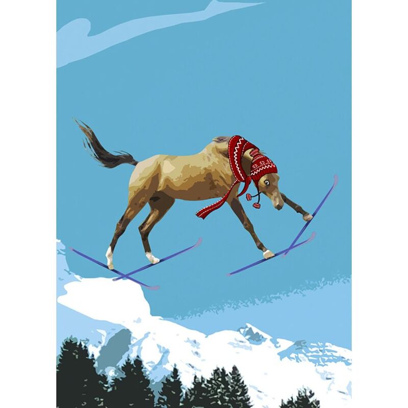 Birthday Card - Horse Ski Jump