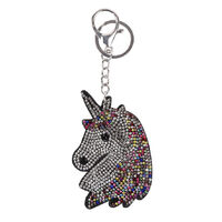 Rhinestone Unicorn Head Keychain - Rainbow