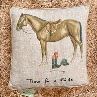Linen Mix Cushion - Time For A Ride