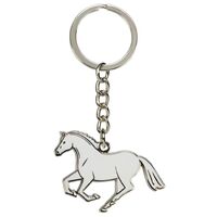Silver Cantering Horse Keychain
