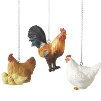 Chickens Ornaments - Set of 3