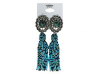 Teal Beaded Earrings with Concho Post