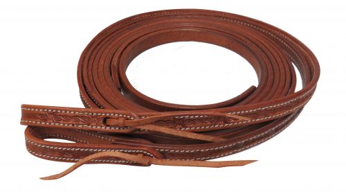 SM Leather Reins with Barbed Wire Tooling