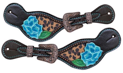 SM Ladies Spur Straps with Cheetah Inlay