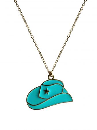 Necklace with Teal Cowboy Hat