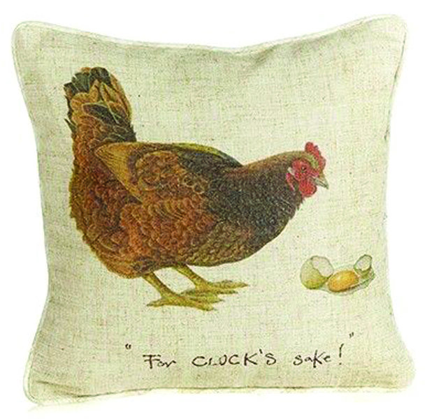 Linen Mix Cushion - For Cluck's Sake!