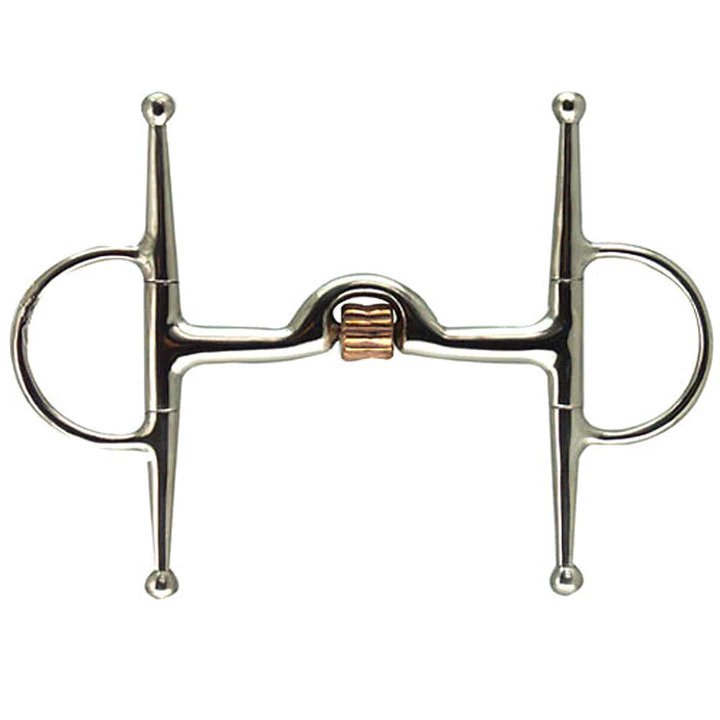 Full Cheek Snaffle with Low Port & Center Copper Roller